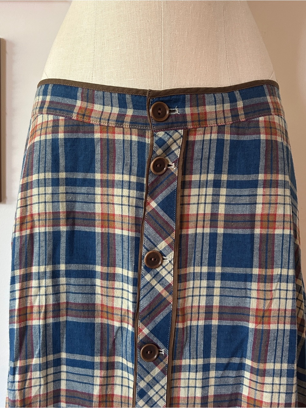 Women’s Double RL Blue Plaid Button Front Maxi Skirt NWT - Picture 4 of 10